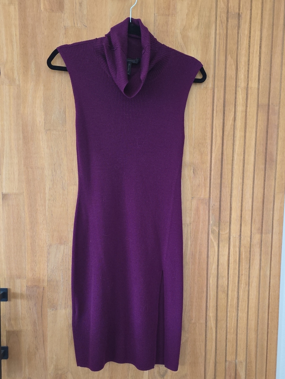 BCBGMaxAzria Ribbed Sleeveless Turtleneck in Magenta